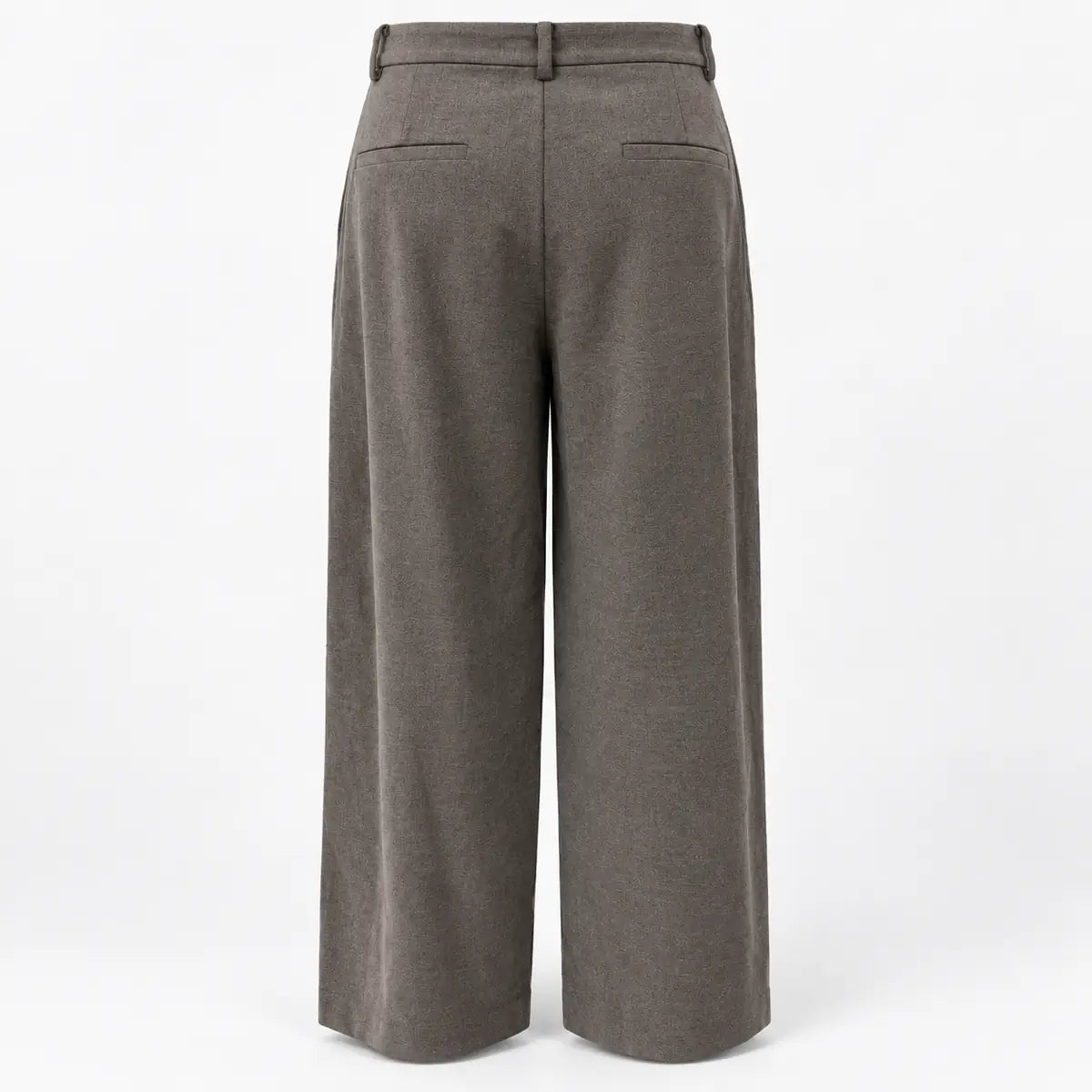 Taupe Single-Pleat Wide-Leg Tailored Trousers — 1