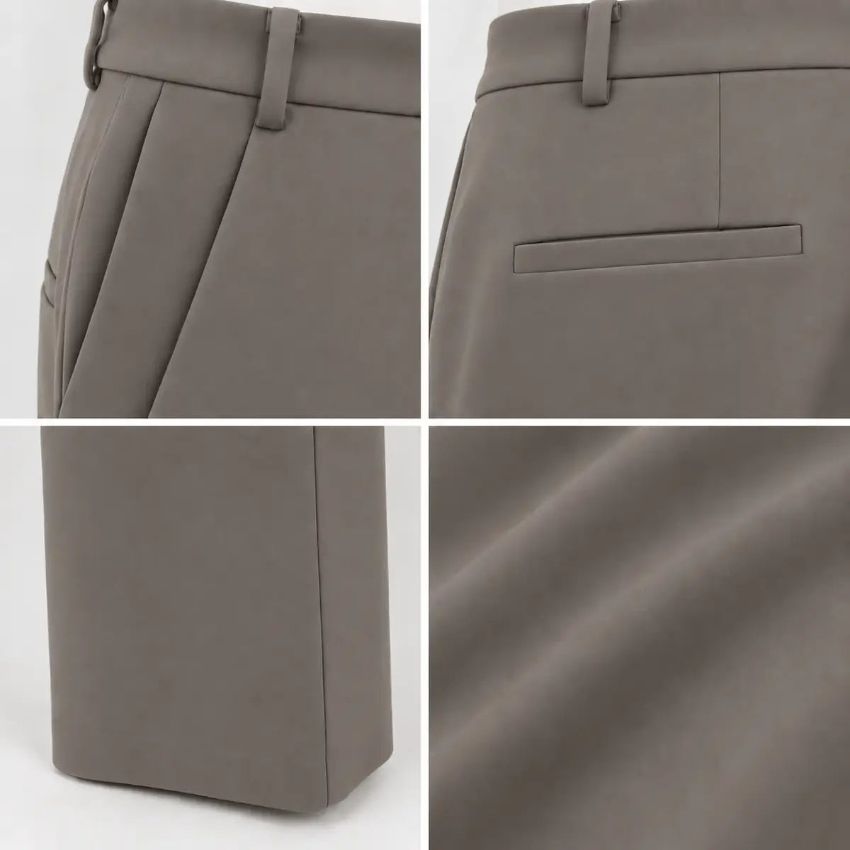 Taupe Single-Pleat Wide-Leg Tailored Trousers — 4