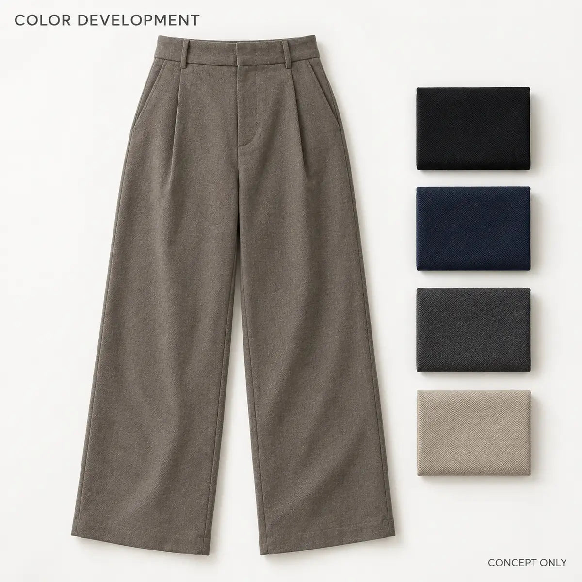 Taupe Single-Pleat Wide-Leg Tailored Trousers — 5