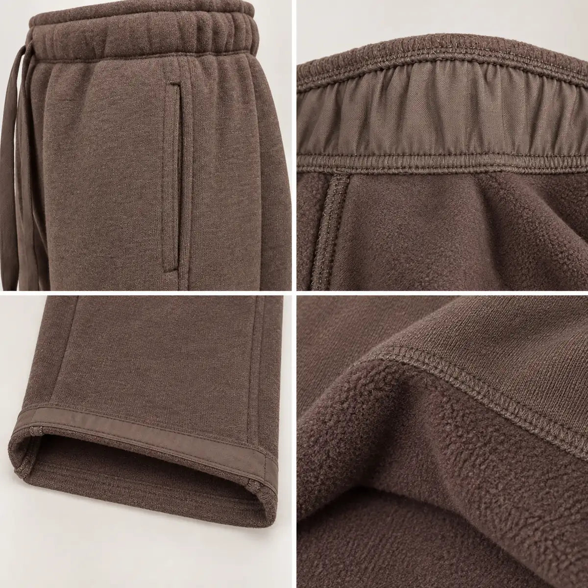 Cocoa-Brown Drawstring Wide-Leg Knit Pants — 4
