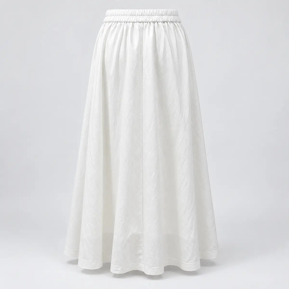 White Elastic-Waist A-Line Maxi Skirt — 1