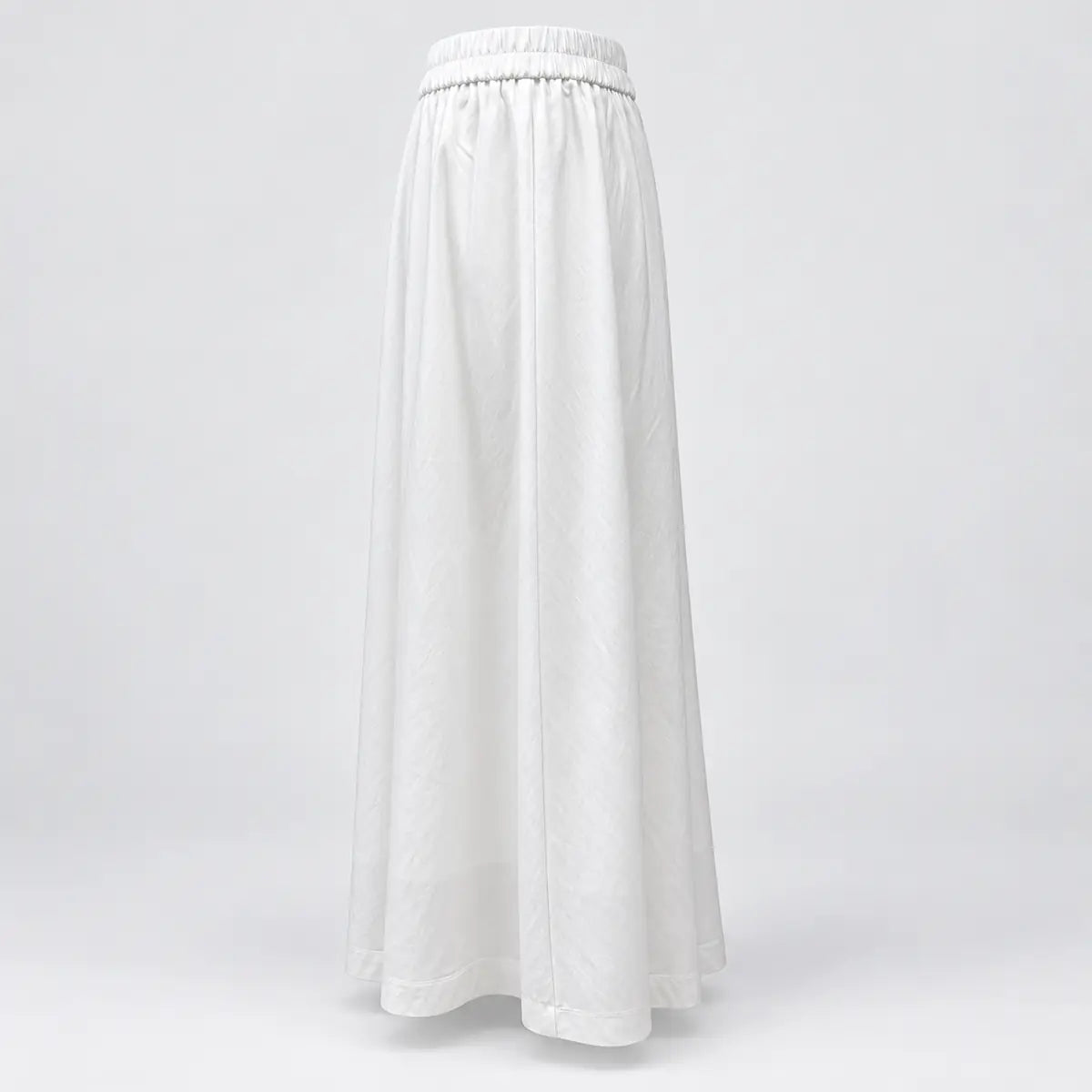White Elastic-Waist A-Line Maxi Skirt — 2