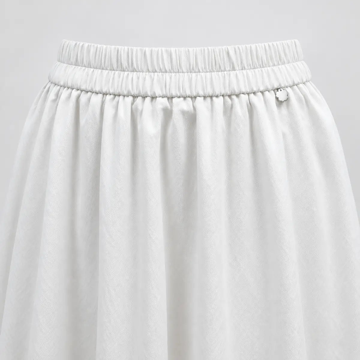 White Elastic-Waist A-Line Maxi Skirt — 3