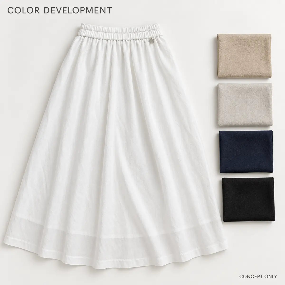 White Elastic-Waist A-Line Maxi Skirt — 5