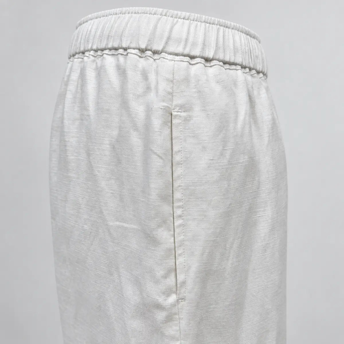 White Drawstring Wide-Leg Pants with Scalloped Hems — 3
