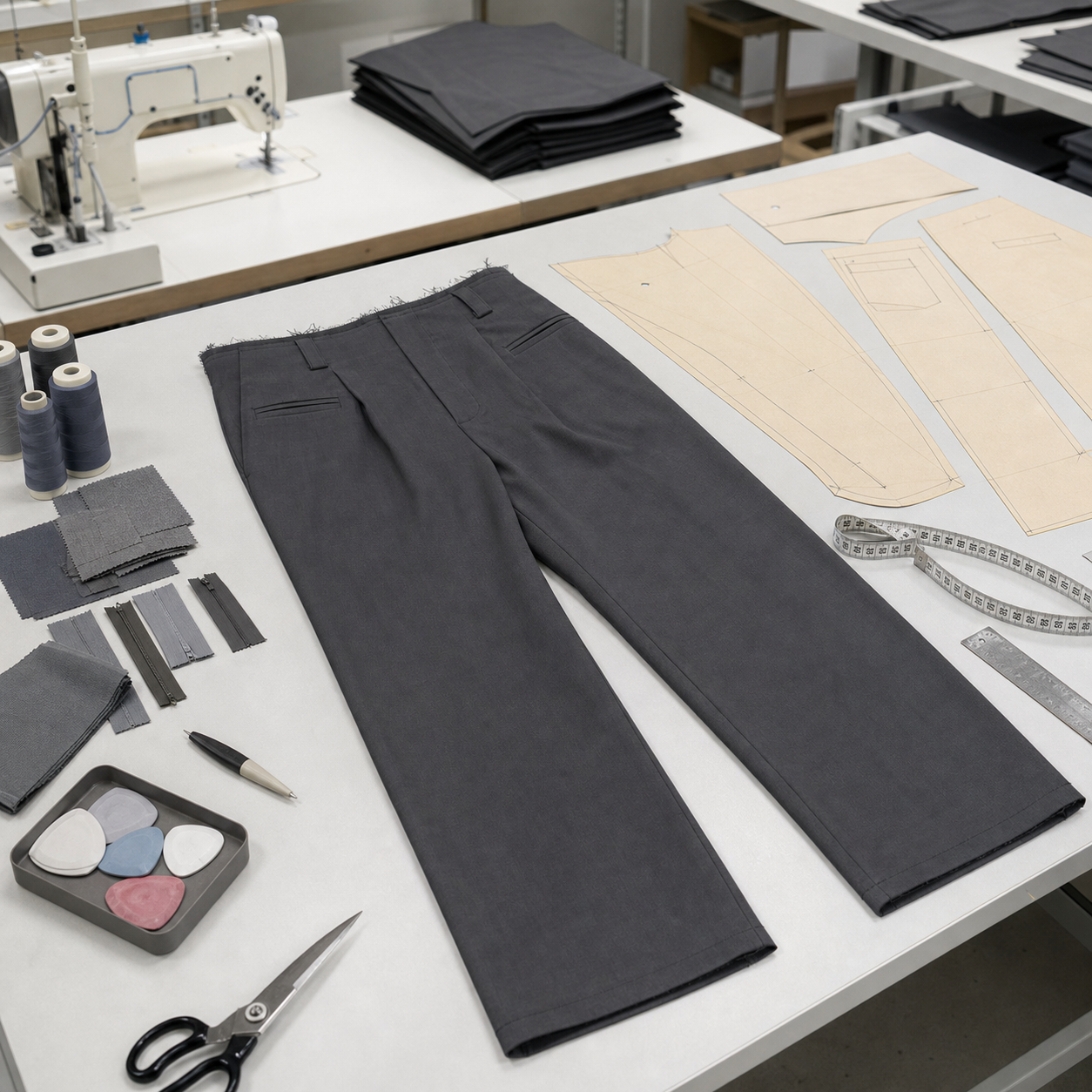 Raw-Edge Wide-Leg Tailored Trousers — 6