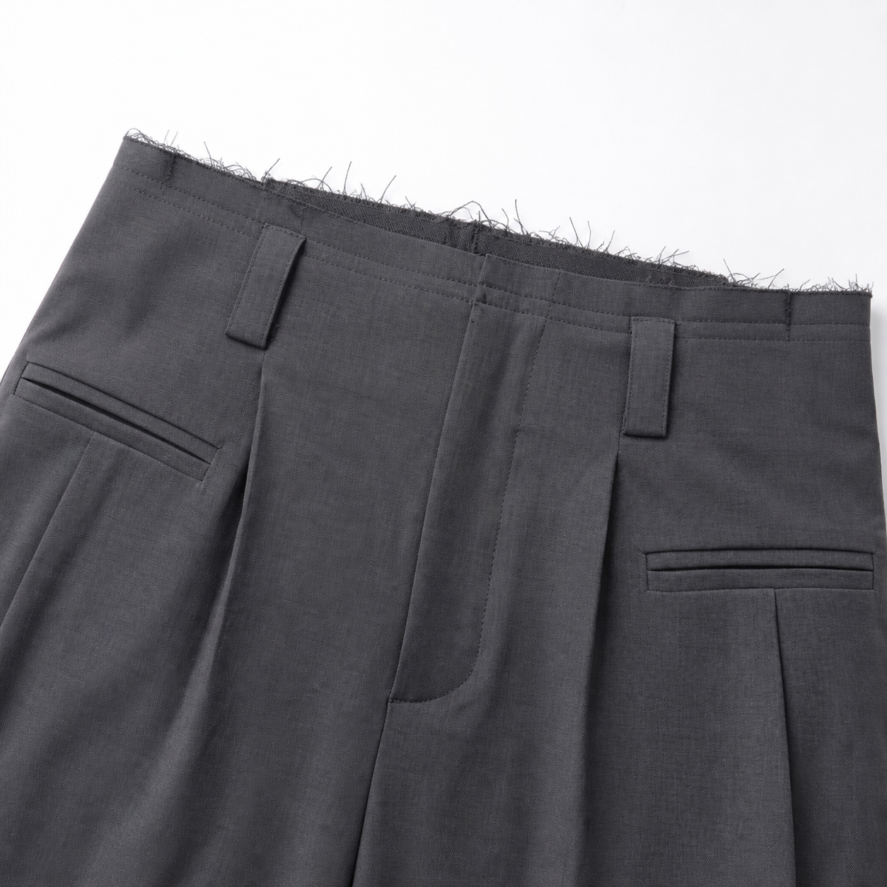Raw-Edge Wide-Leg Tailored Trousers — 3