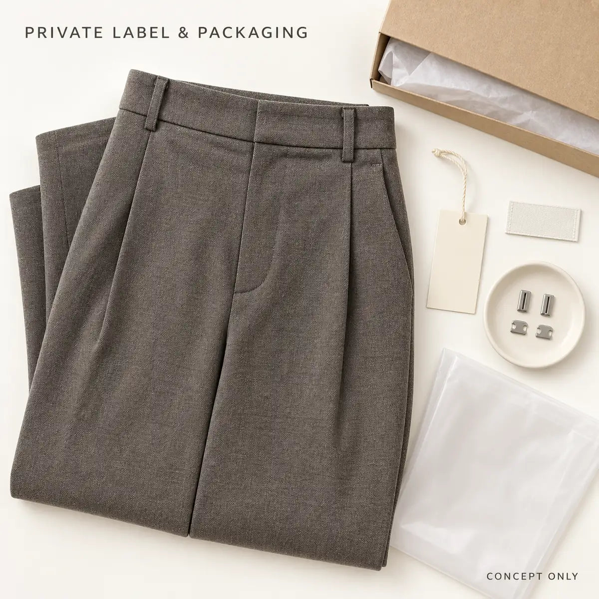 Taupe Single-Pleat Wide-Leg Tailored Trousers — 7