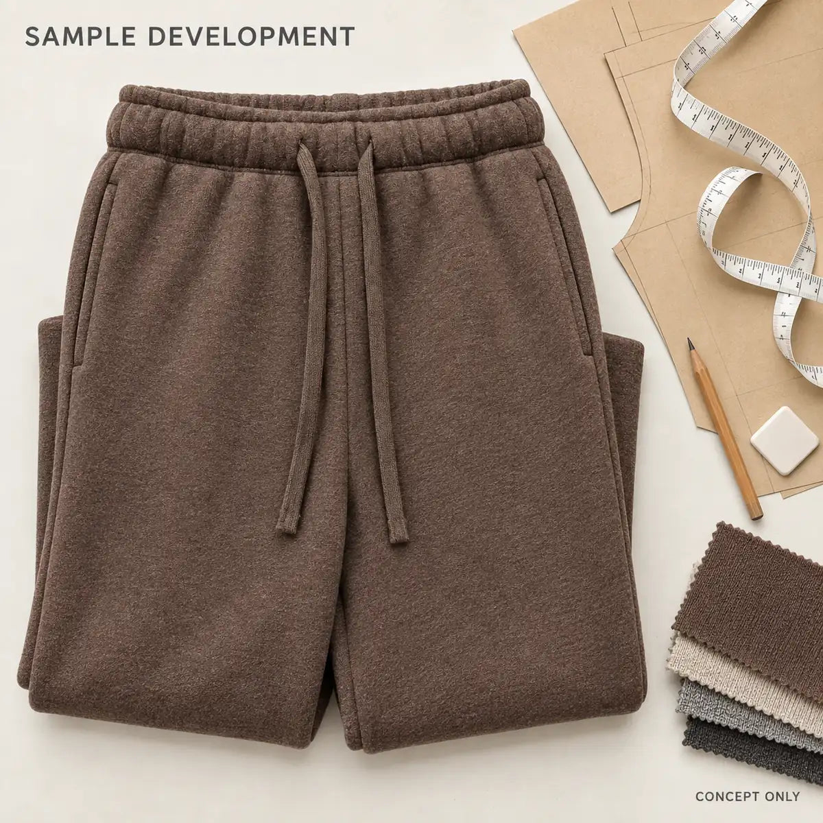 Cocoa-Brown Drawstring Wide-Leg Knit Pants — 6