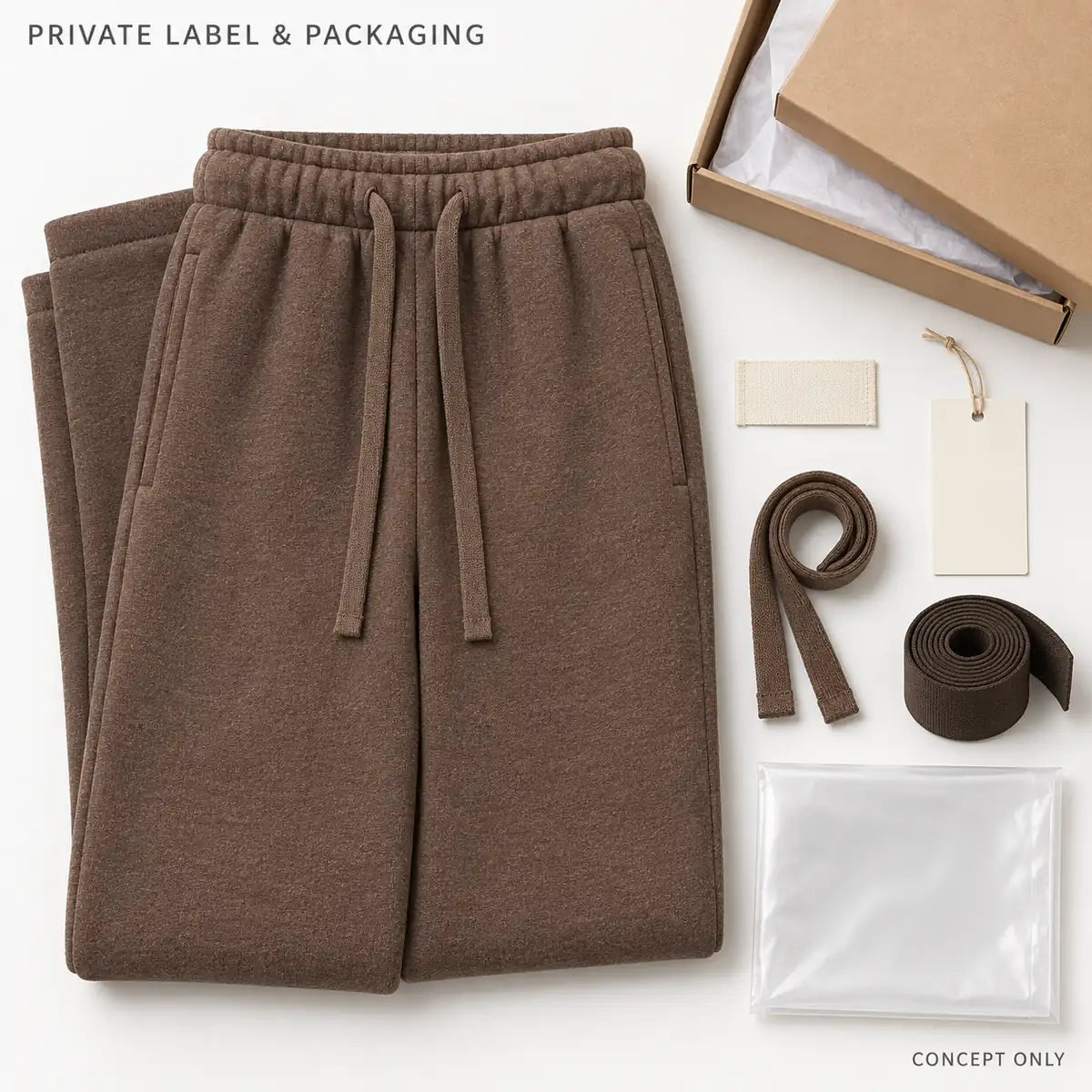 Cocoa-Brown Drawstring Wide-Leg Knit Pants — 7