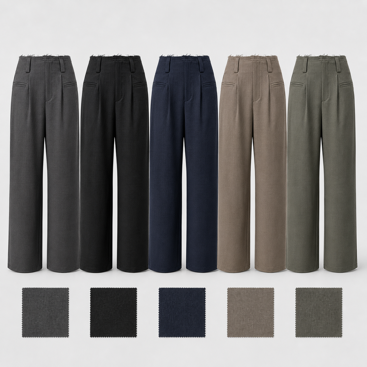 Raw-Edge Wide-Leg Tailored Trousers — 5
