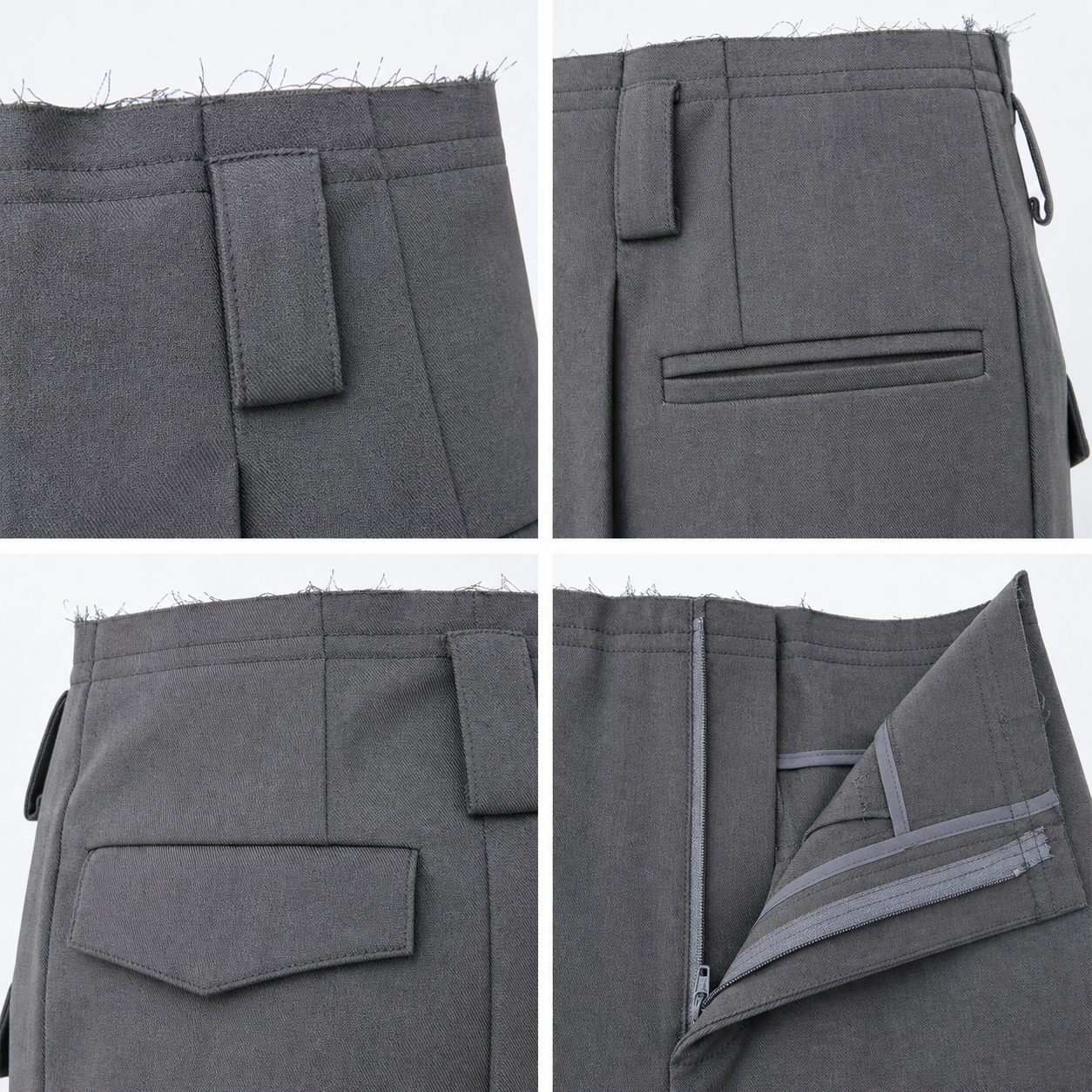 Raw-Edge Wide-Leg Tailored Trousers — 4